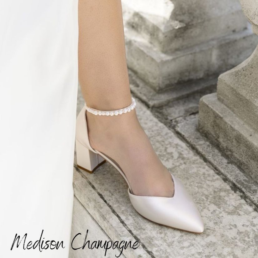 Svatební boty Madison Champagne - Velikost: 36, Výška podpatku: 6 cm
